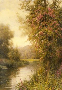 路易斯 阿斯頓 奈特 A Flowering Vine along a Winding Stream with a Country Churc 路易斯 阿斯頓 奈特 A Flowering Vine along a Winding Stream with a Country Churc